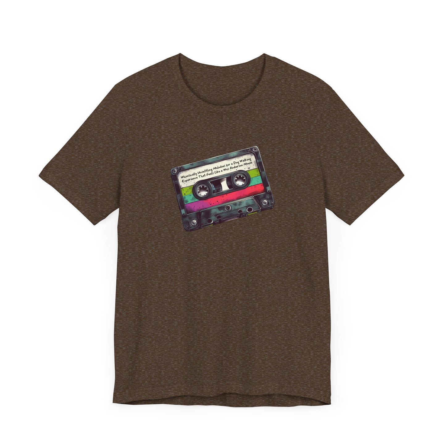 "Whimsically Unsettling Melodies for a Dog Walking Experience That Feels Like a Wes Anderson Movie" Mixtape T-shirt - Unisex Jersey Short Sleeve Tee