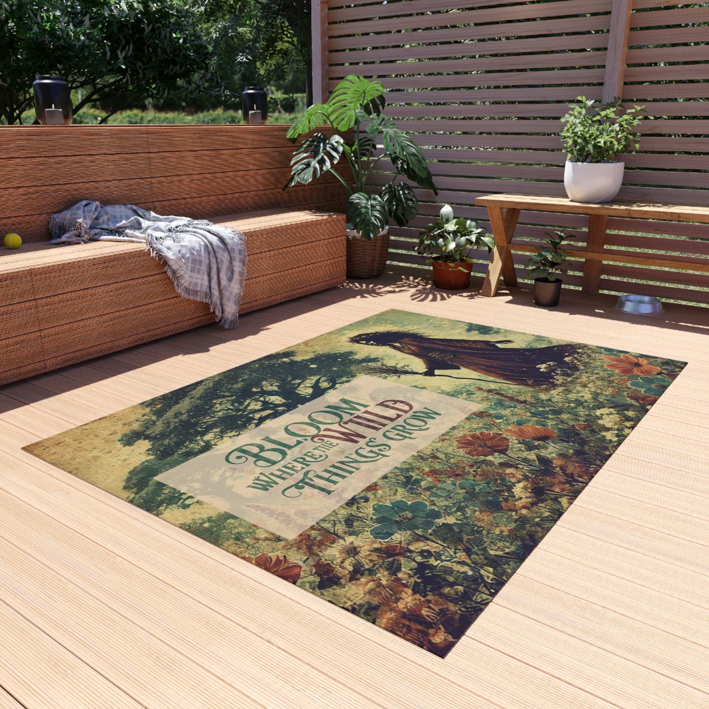 Outdoor Rug - Ancient Goddess Walking Through Majestic Field