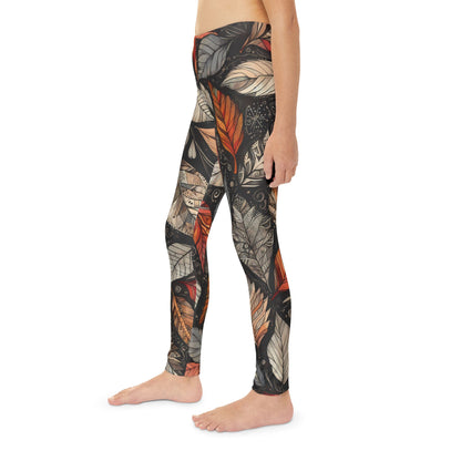 Toddler and Youth Fall Leggings: Sketched Boho Leaves, 18mo-12y