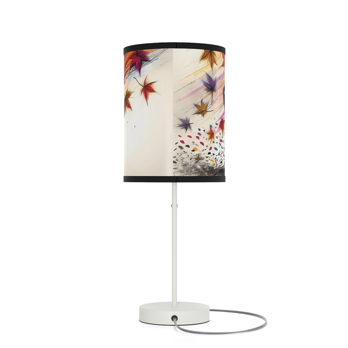 Kid's Table Lamp - Playful Kitten Chasing Autumn Leaves