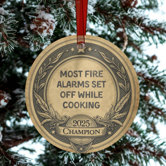 2025 Home Chef Christmas Ornament: Funny Vintage-Style Metal Badge for Frequent Fire Alarms & Kitchen Disasters