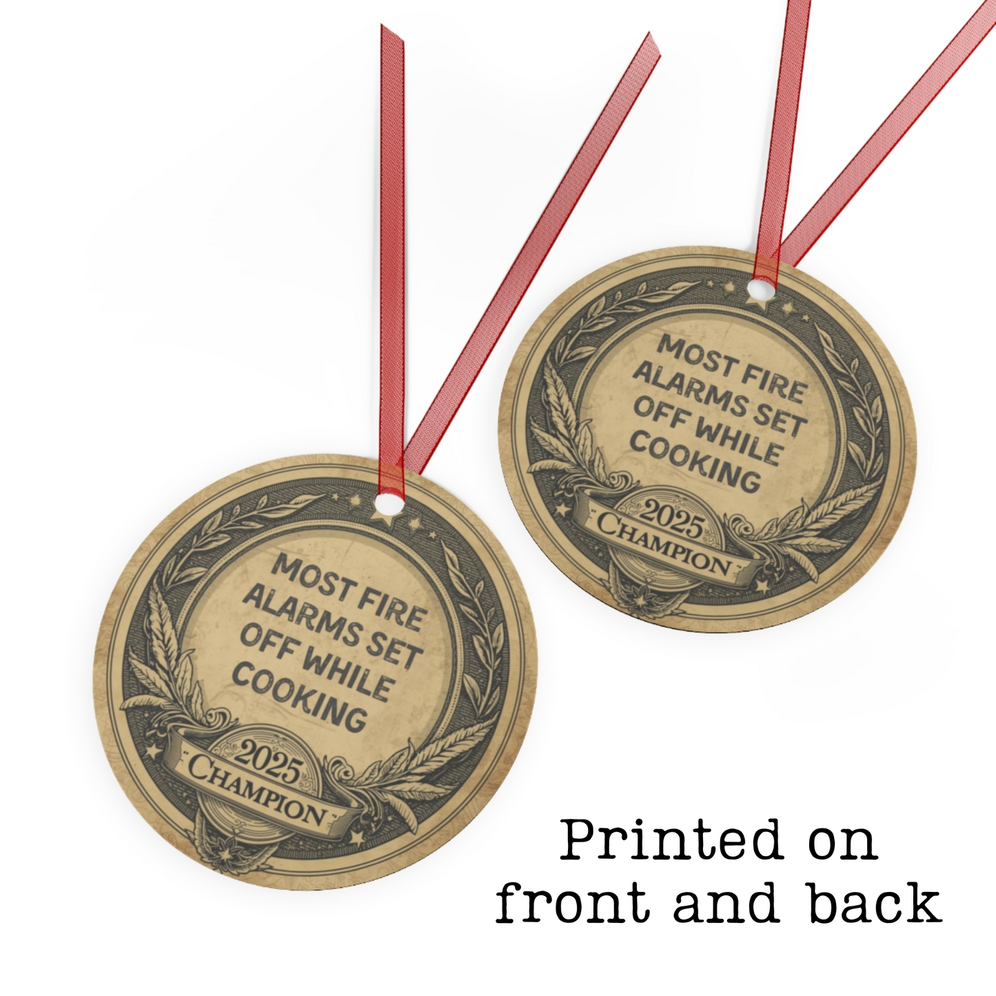 2025 Home Chef Christmas Ornament: Funny Vintage-Style Metal Badge for Frequent Fire Alarms & Kitchen Disasters
