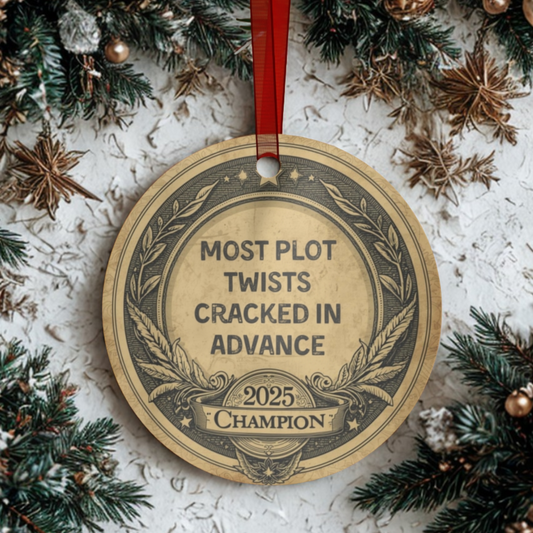 2025 Christmas Ornament for Plot Twist Sleuth: Funny Vintage-Style Metal Badge, Gift for Movie Buff