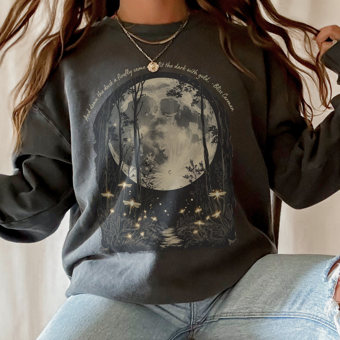 Firefly Moonlight Sweatshirt | Comfort Colors Crewneck | Bliss Carman Quote