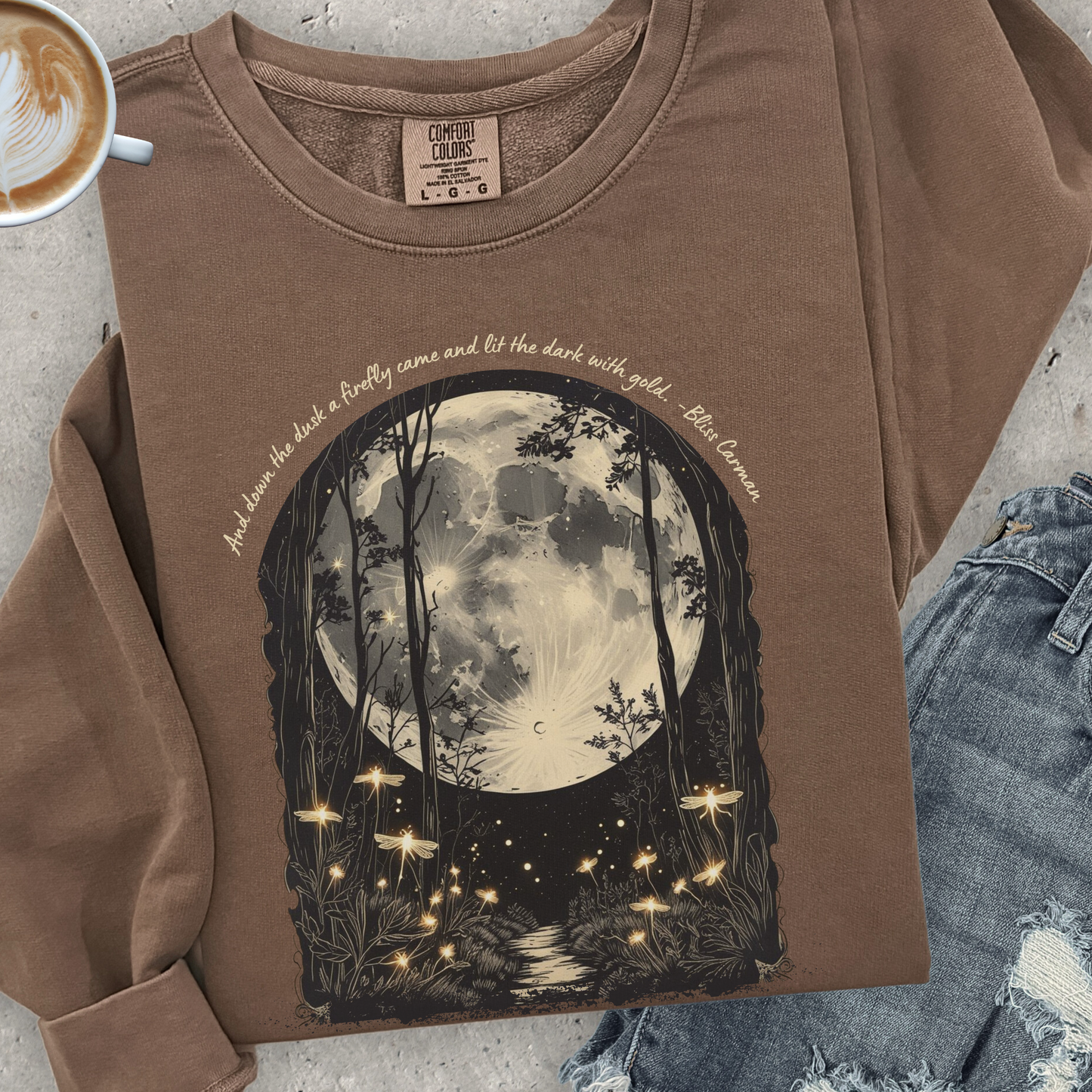 Firefly Moonlight Sweatshirt | Comfort Colors Crewneck | Bliss Carman Quote