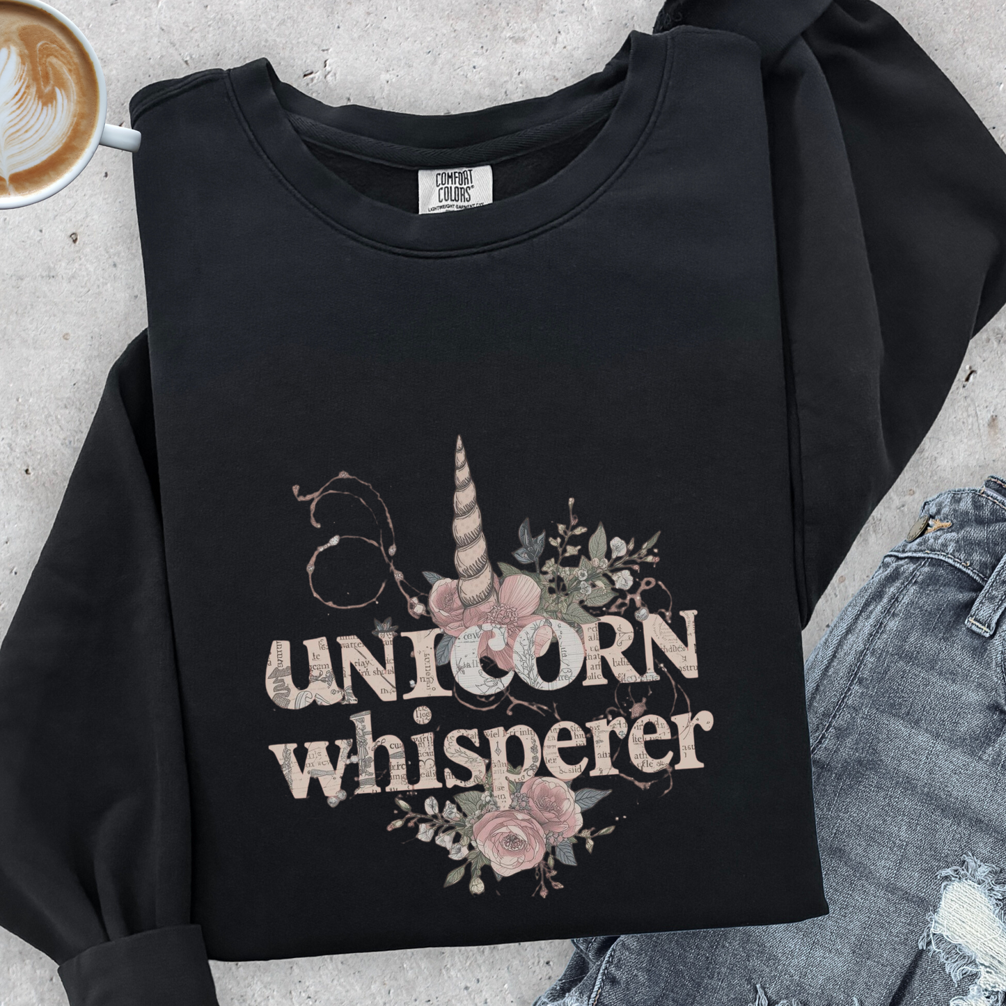 Unicorn Whisperer Sweatshirt | Comfort Colors Lightweight Crewneck