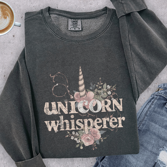 Unicorn Whisperer Sweatshirt | Comfort Colors Lightweight Crewneck