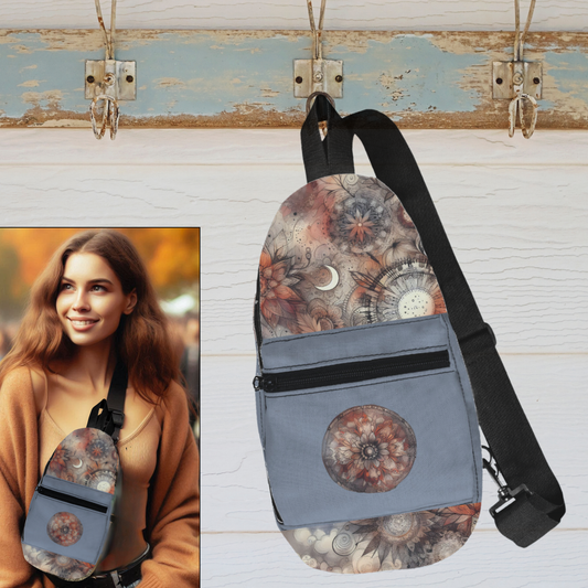 Crossbody Sling Bag with Dreamy Celestial Print - Hands-Free, Secure, and Boho Stylish - Great for Hiking, Dancing, or Just Chilling