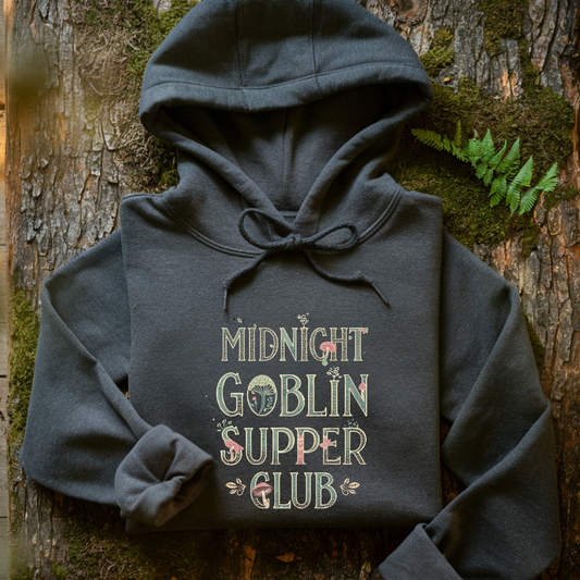 Midnight Goblin Supper Club Hoodie | Goblincore Pullover for Fantasy Lovers