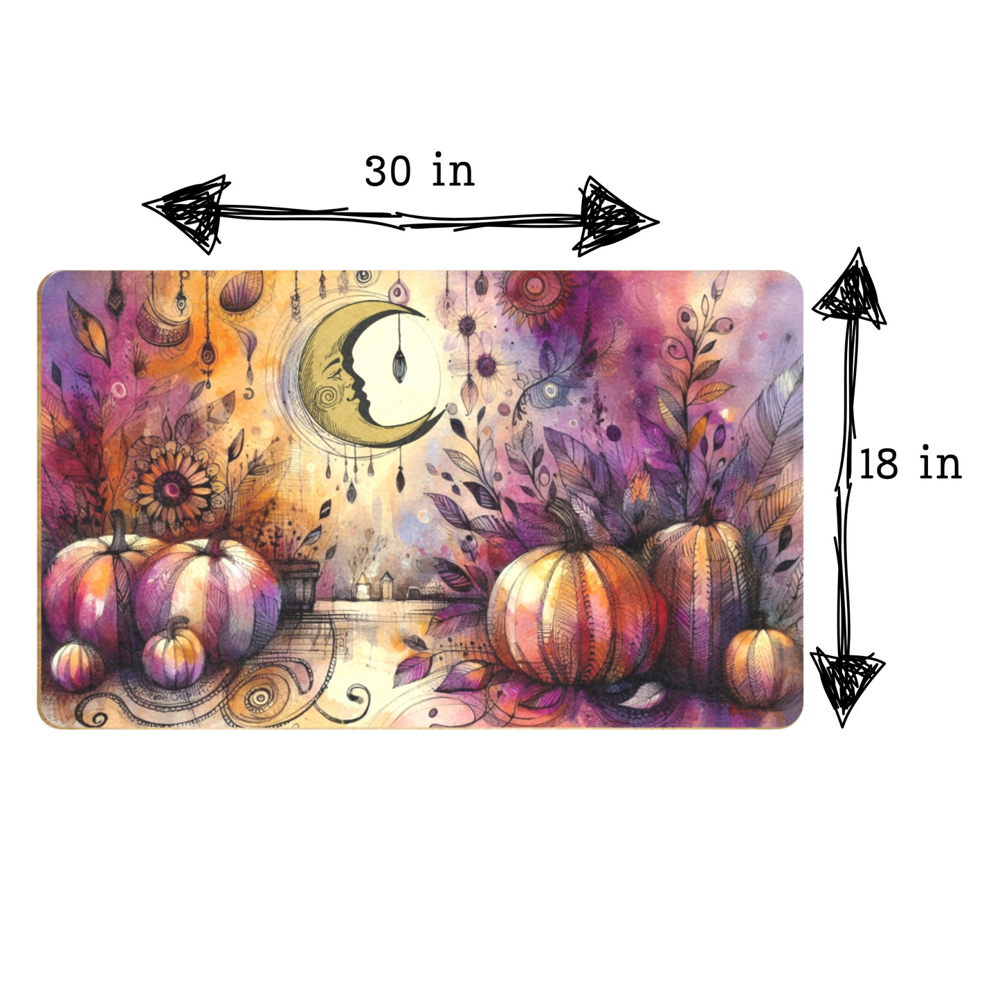 Dreamy Autumn Pumpkin Moon Doormat | Boho Fall Welcome Mat