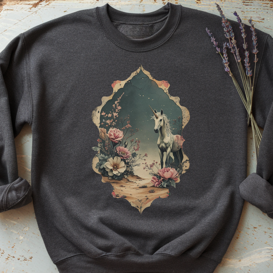 Starry Desert Unicorn Sweatshirt | Mystical Fairytale Pullover | Moody Enchanted Fantasy Crewneck