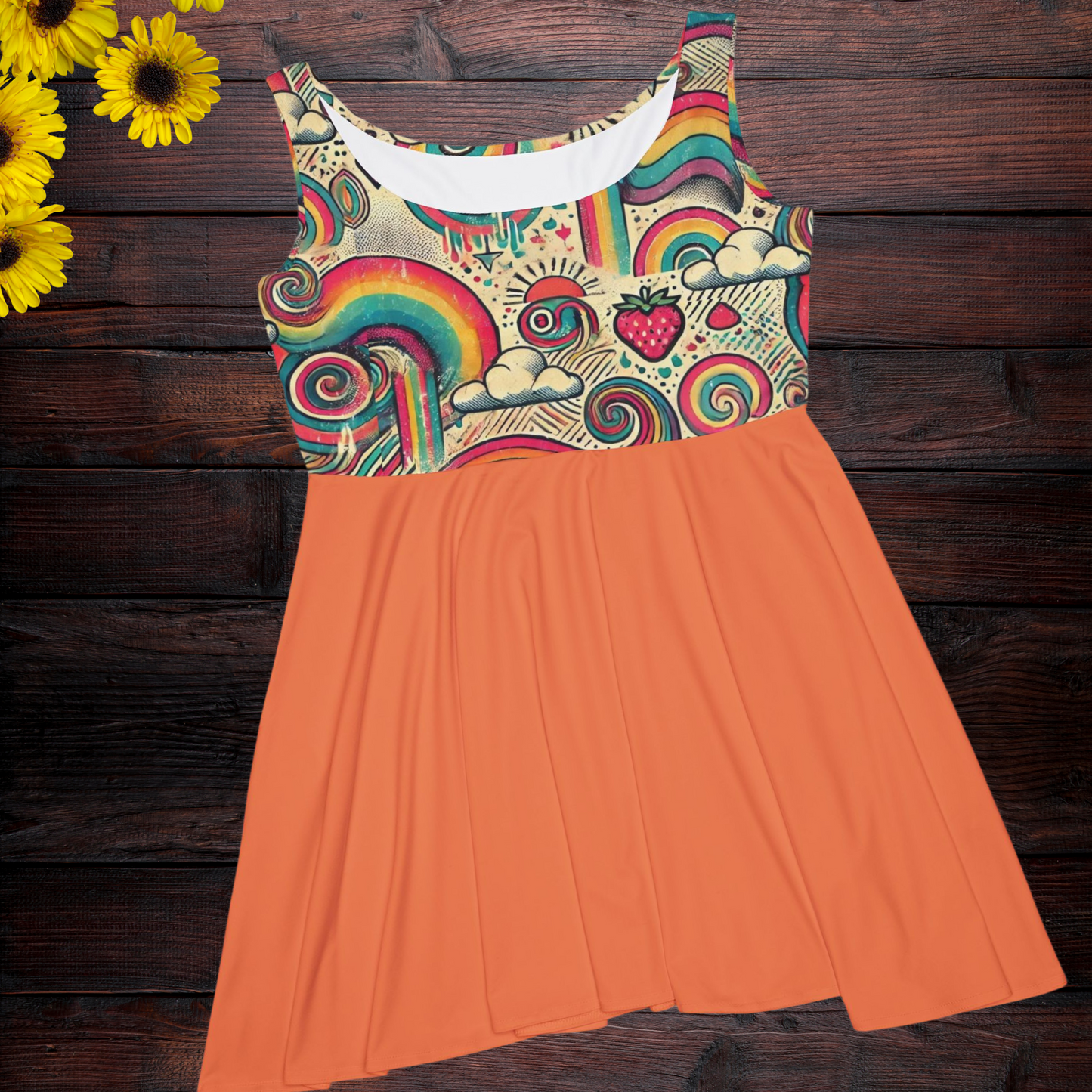 Skater Dress - Rad Rainbows, Strawberries, & Sunshine