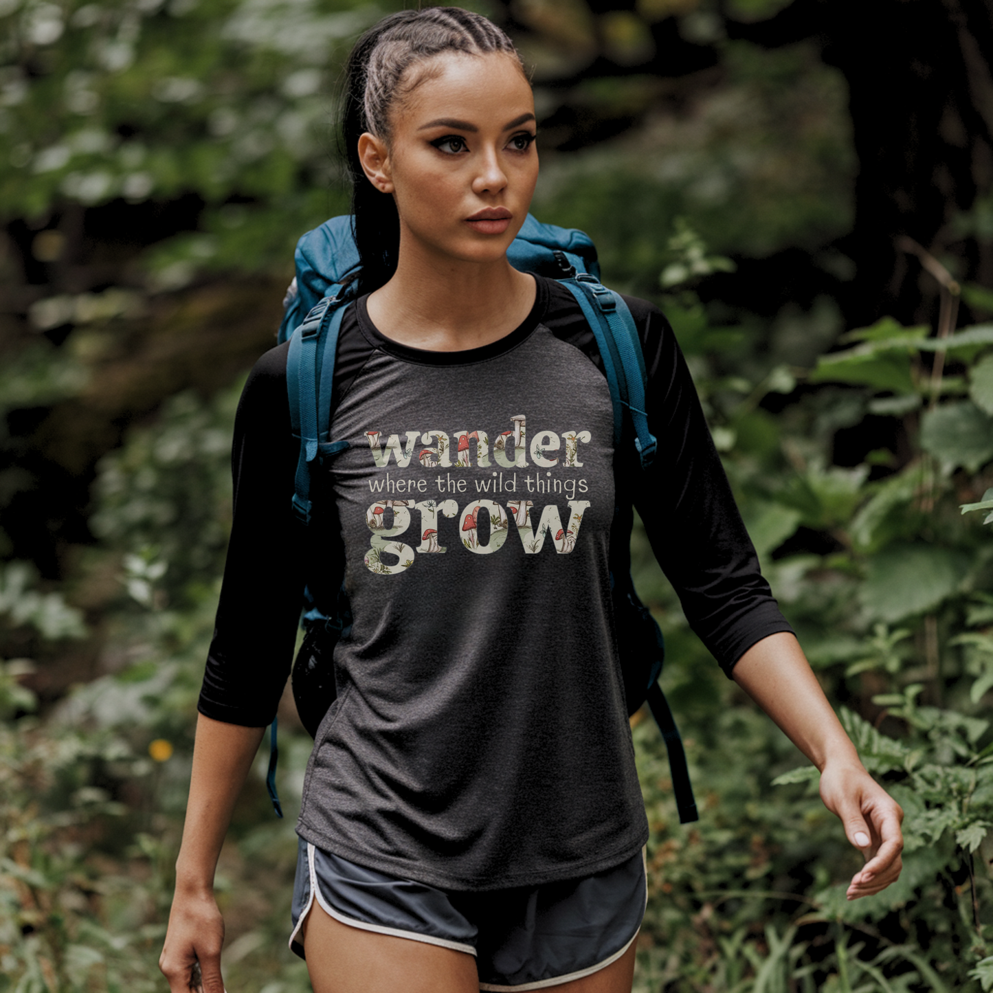 Women's Raglan - Magical Adventures "Wander Where the Wild Things Grow" District® 3/4-Sleeve Top