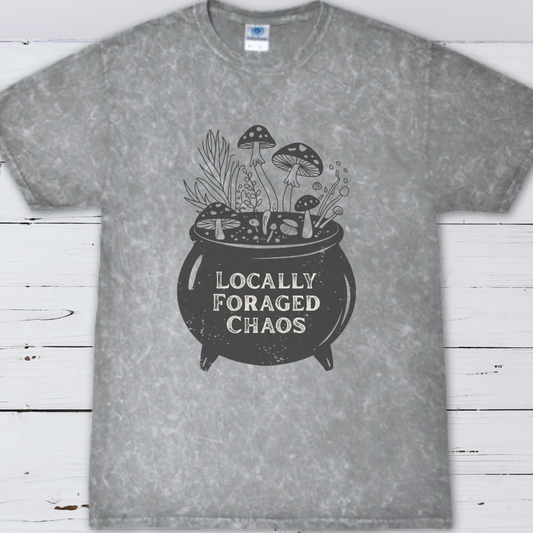 Locally Foraged Chaos Tie Dye T-Shirt | Witchy Mushroom Cauldron Graphic Tee