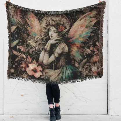 Woven Blanket - Dreamy Vintage Cosmic Fairy