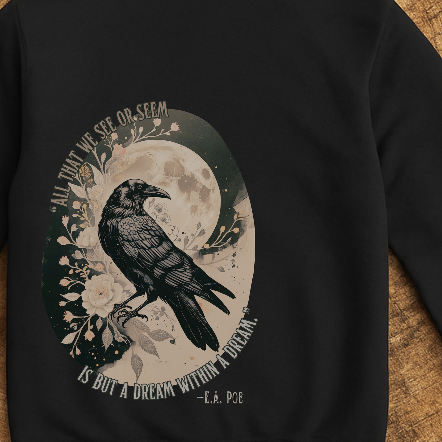 Poe Raven Hoodie | All That We See or Seem | Sherpa Zip Gothic Sweatshirt