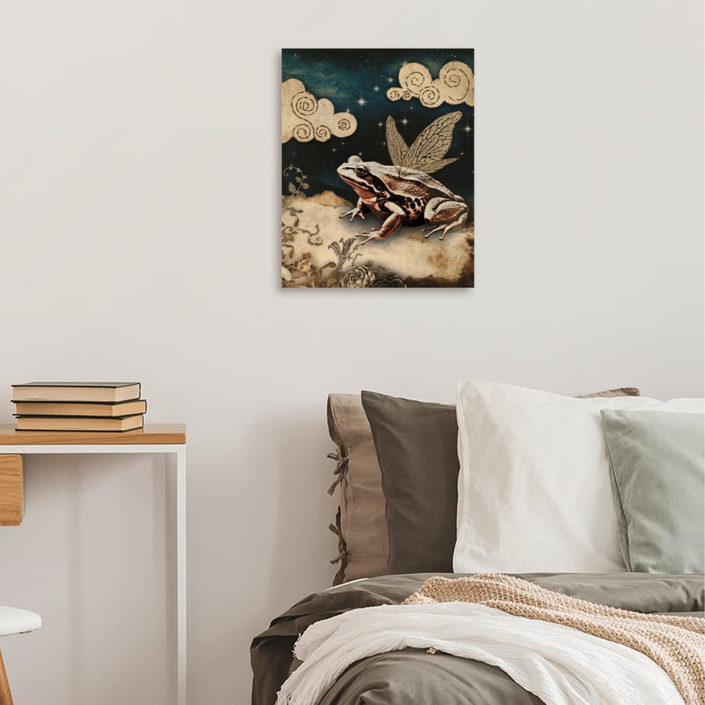 Fairy Frog Wood Panel 8x10 Wall Art | Fantasy Woodland Decor | Magical Frog with Wings