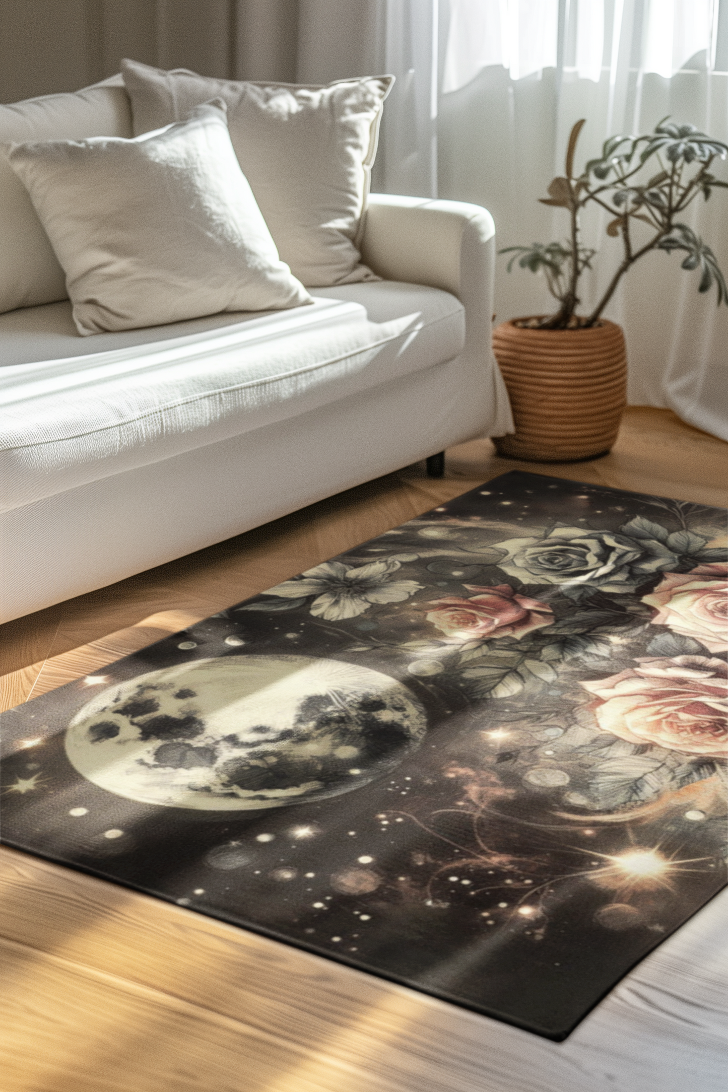 Vintage Rose Garden Celestial Area Rug - Romantic Style for Every Room