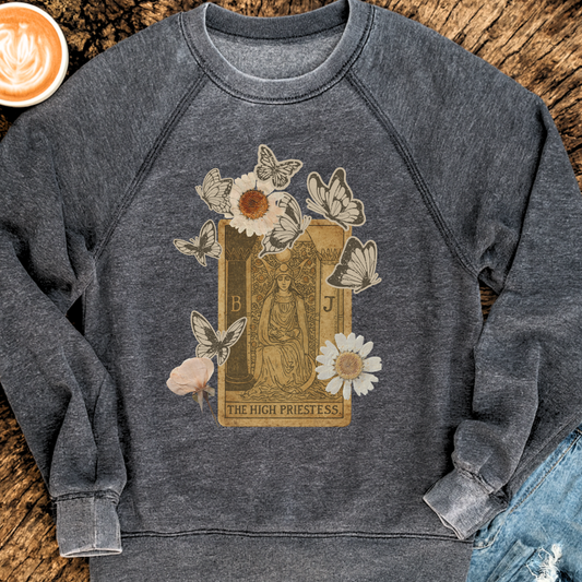 High Priestess Tarot Sweatshirt | Bella + Canvas Fleece | Mystical Butterfly & Flower Design