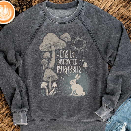 Easily Distracted by Rabbits Sweatshirt | Alice in Wonderland Inspired | Cottagecore Bunny Crewneck