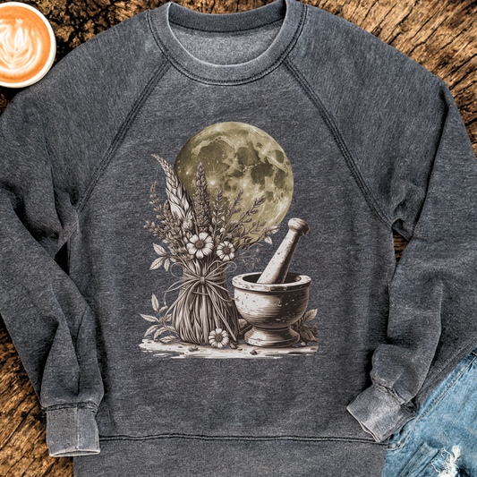 Mortar & Moon Sweatshirt | Apothecary Halloween Design | Bella + Canvas Sponge Fleece Crew