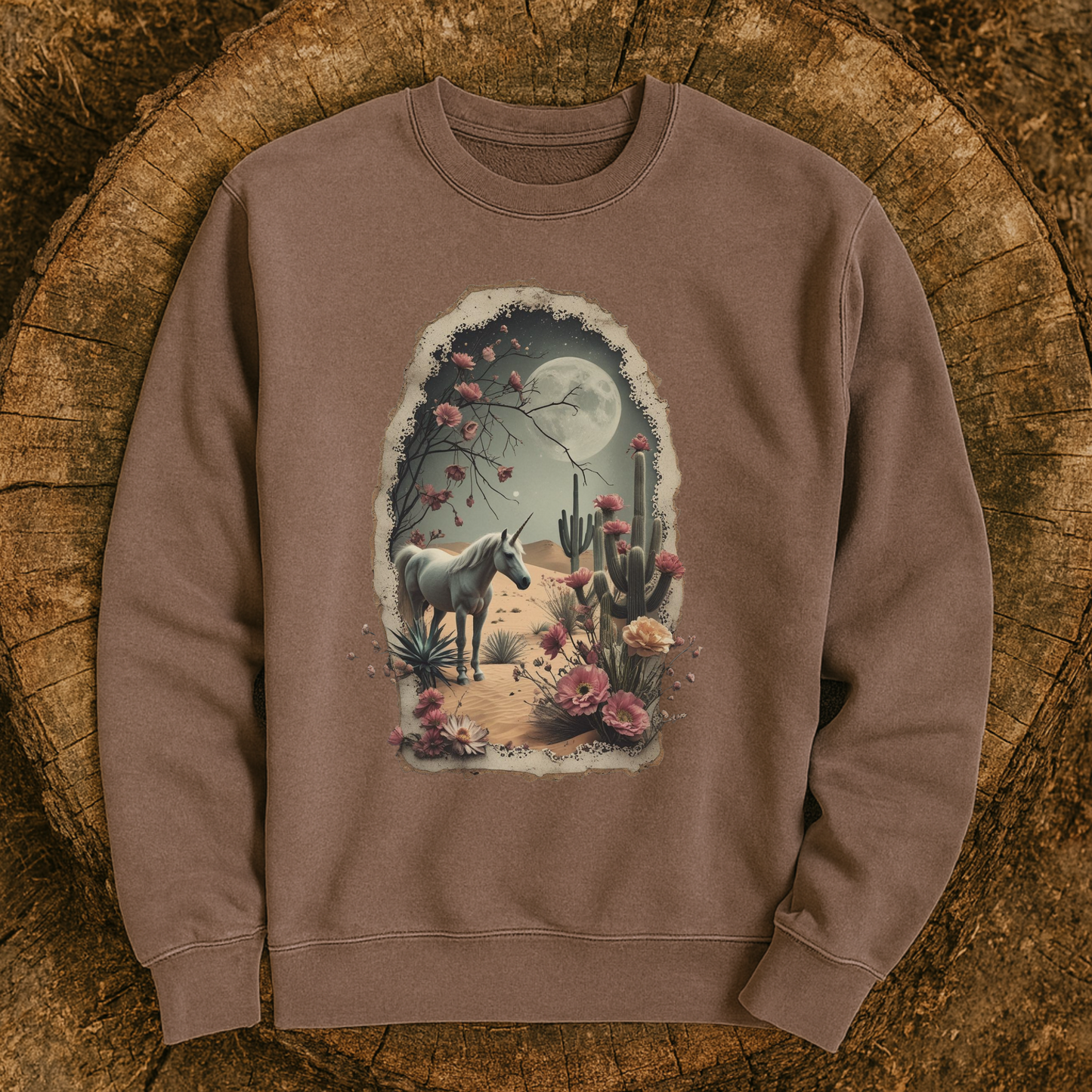 Desert Moon Unicorn Sweatshirt | Independent Trading Co. Pigment Dyed Crewneck