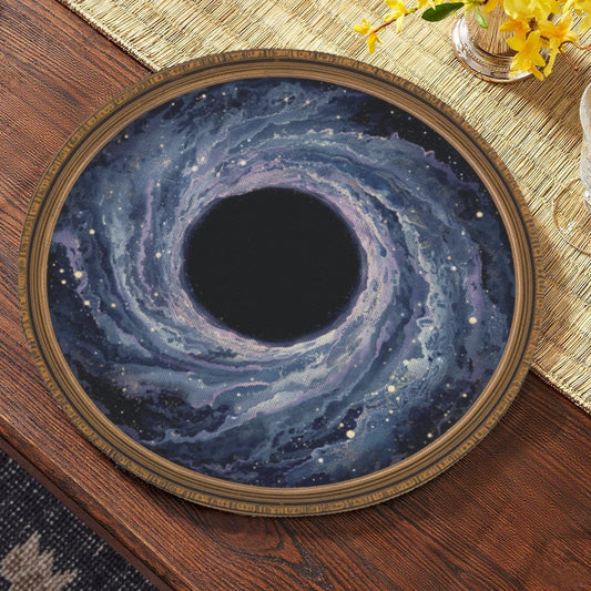 Black Hole Placemats (Set of 4) | Round Cosmic Table Mats, Funny Galaxy Dining Decor That Eats Your Forks