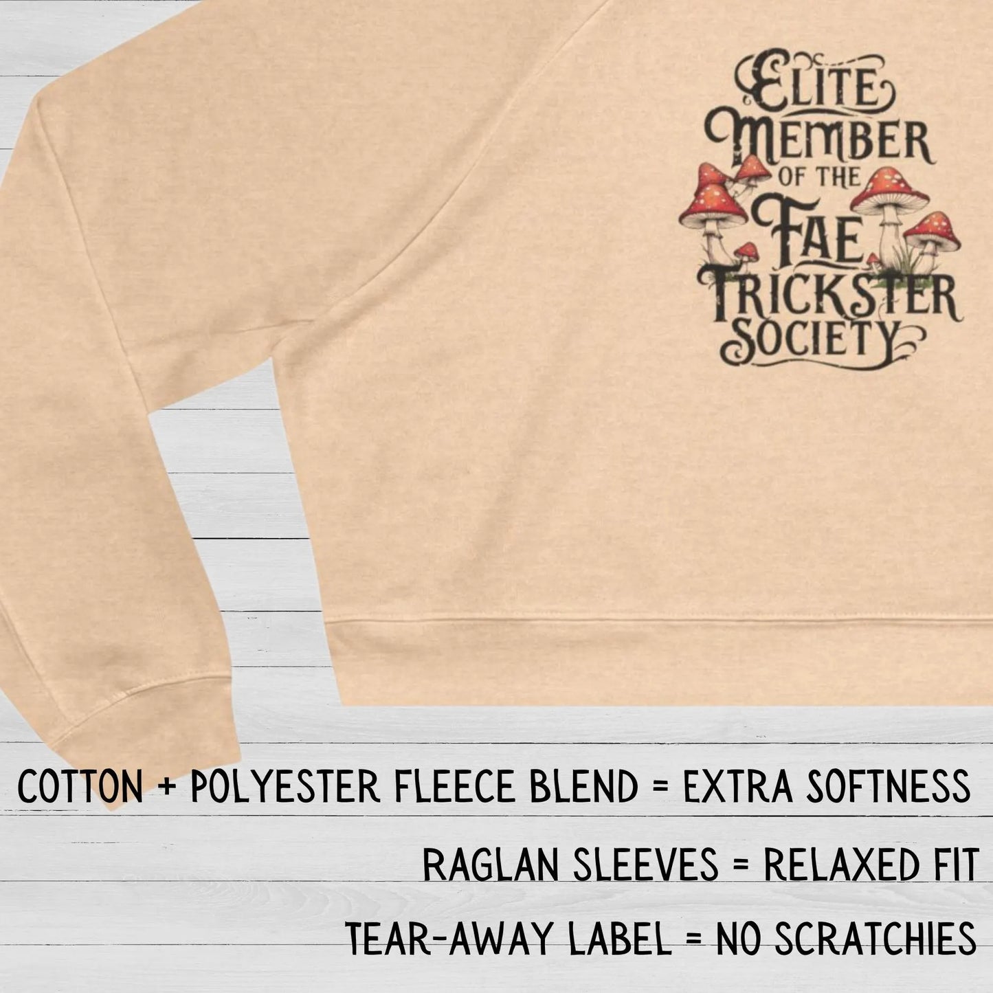 Fleece Cropped Sweatshirt - Fairy Themed "Elite Member of the Fae Trickster Society"