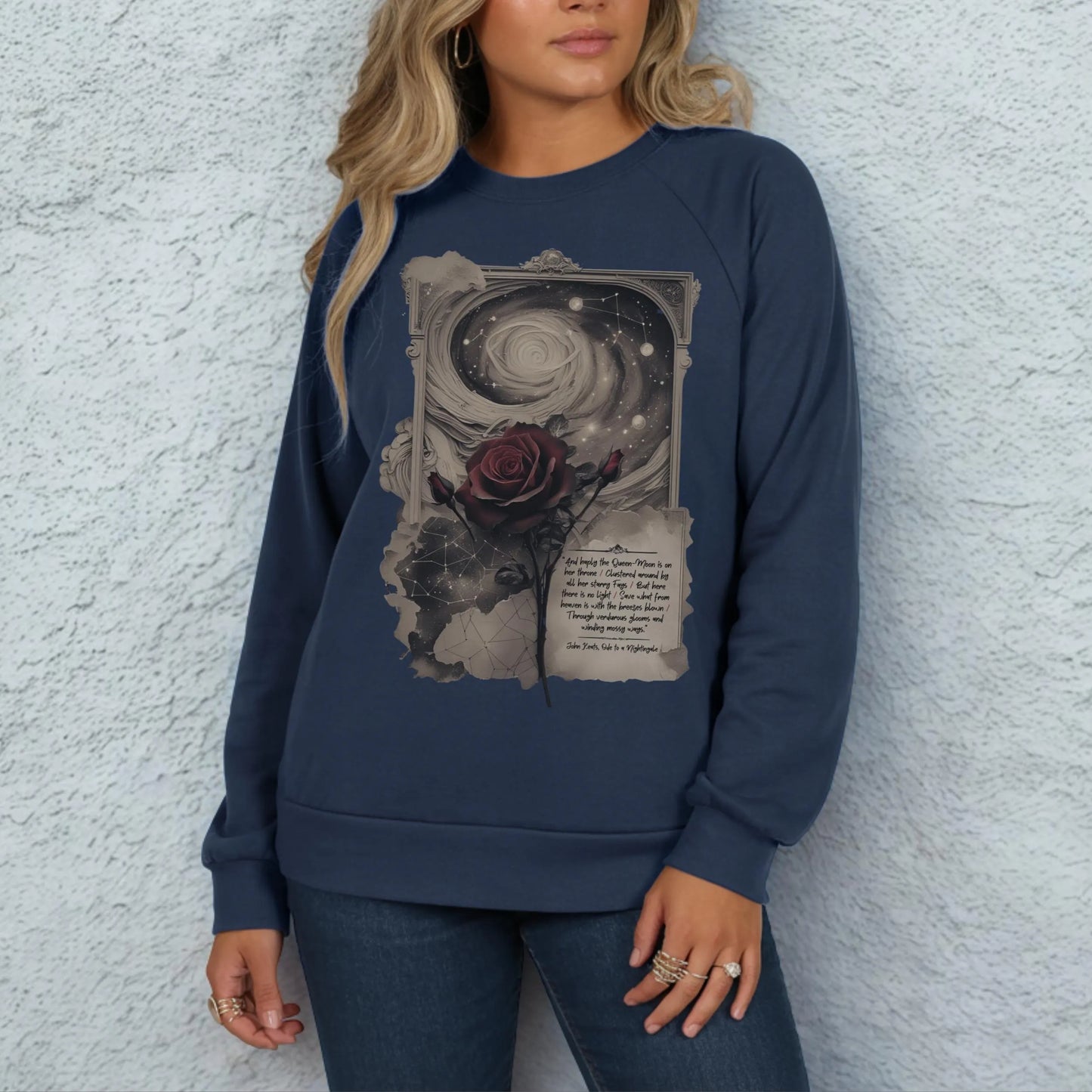 Celestial Rose Keats Sweatshirt | Gothic Poetry Pullover