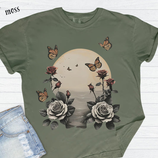 Butterfly Rose Dreamy T-Shirt | Comfort Colors Celestial Shirt