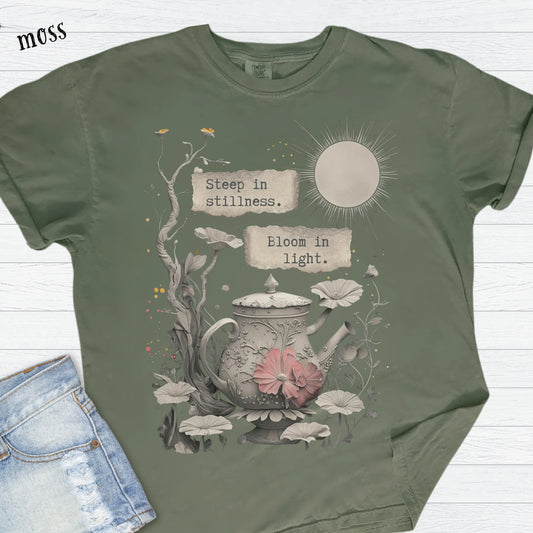 Cottagecore Comfort Colors T-Shirt | Mystical Teapot Floral Design