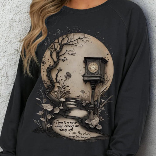 Dark Academia Sweatshirt | Borges Quote, Surrealist French Terry Raglan