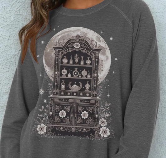 Moonlight Apothecary Sweatshirt | Witchy Botanical French Terry Crewneck