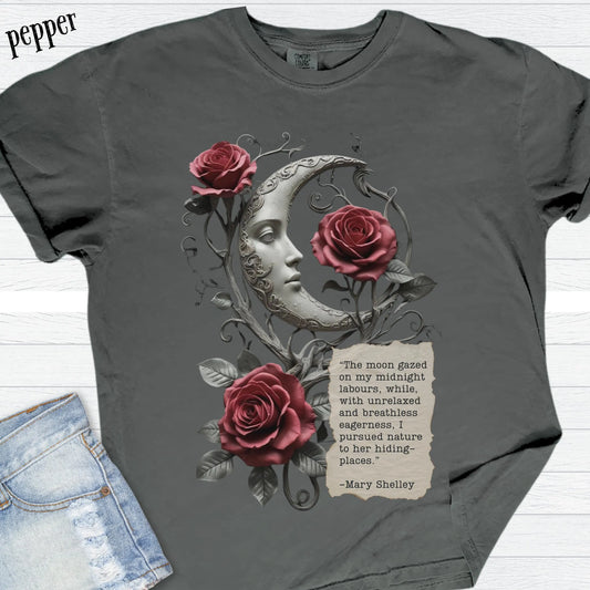 Celestial Moon & Rose Tee | Mary Shelley Quote | Comfort Colors T-Shirt