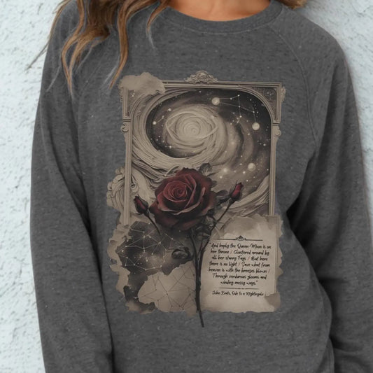 Celestial Rose Keats Sweatshirt | Gothic Poetry Pullover