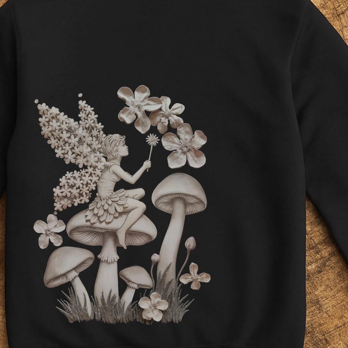 Fairy Sherpa Hoodie | Mushroom & Flower Fantasy Zip-Up Jacket