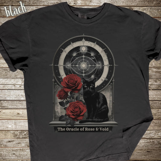 Gothic Cat Comfort Colors T-Shirt | Oracle of Rose & Void Celestial Design