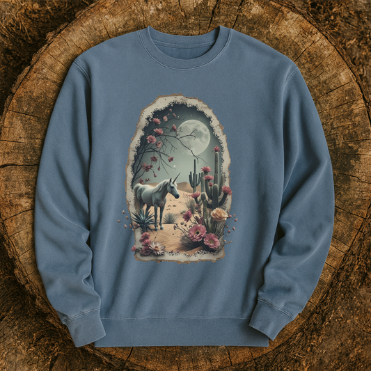Desert Moon Unicorn Sweatshirt | Independent Trading Co. Pigment Dyed Crewneck