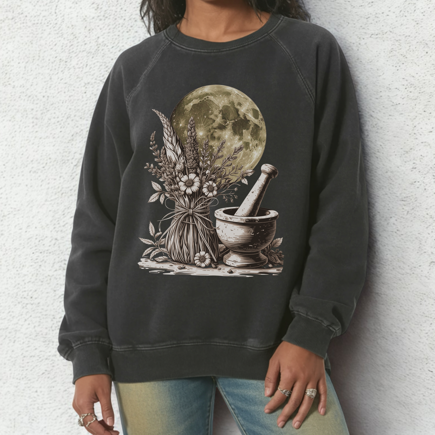 Mortar & Moon Sweatshirt | Apothecary Halloween Design | Bella + Canvas Sponge Fleece Crew